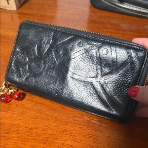 Vivienne Westwood Black Embossed Leather Wallet with Charm